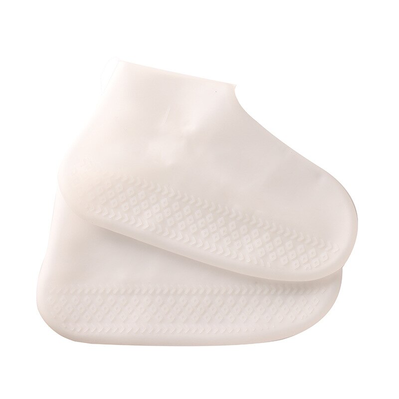 1 par de botas de lluvia plegables portátiles, cubiertas de silicona para zapatos de alta elasticidad, Botas de lluvia impermeables para interiores y exteriores: white / M