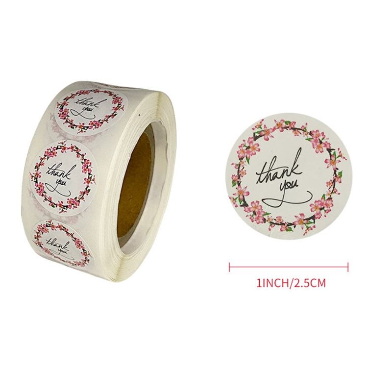 Sello adhesivo redondo "THANK YOU", etiquetas adhesivas permanentes para álbumes de recortes, paquete adhesivo de papelería, 500 Uds.
