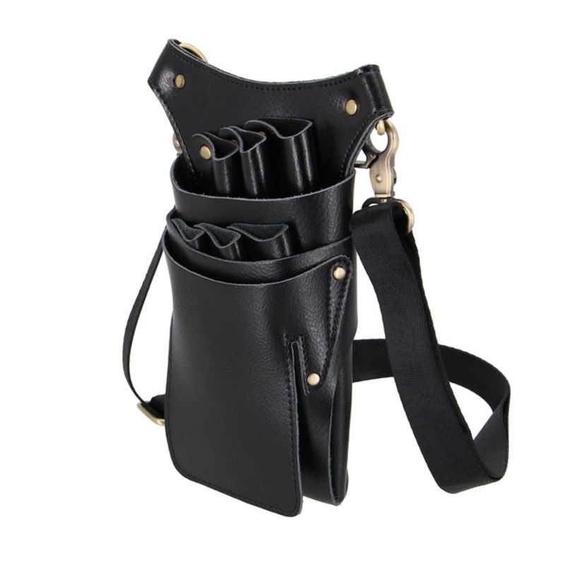 Hair Stylist Pocket Hairdressing Tool PU Leather Pouch Scissors Bag with Strap D0UD