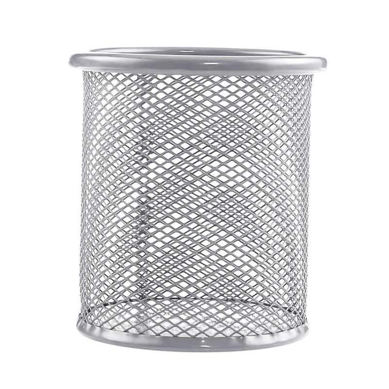 Pennholder kontor skrivebord metall mesh pennestativ blyant papirvarer holder skrivebord organizer stativ blyantveske: Sølv