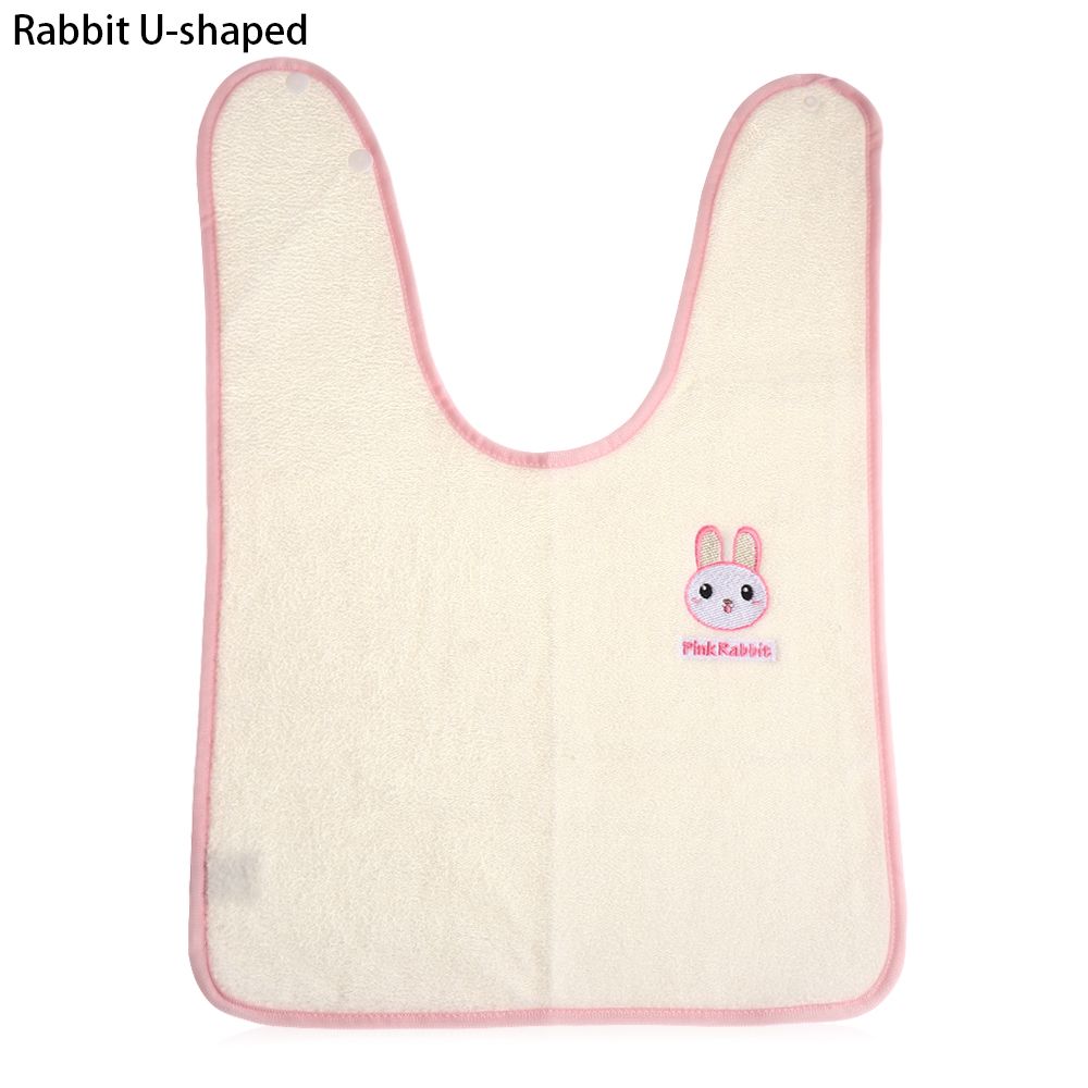 Scarf Bandana Cartoon Embroidery Double Sided Thicken Portable Baby Stuff Baby Bibs Newborns Burp Cloths Wash Towel: Rabbit U-shaped