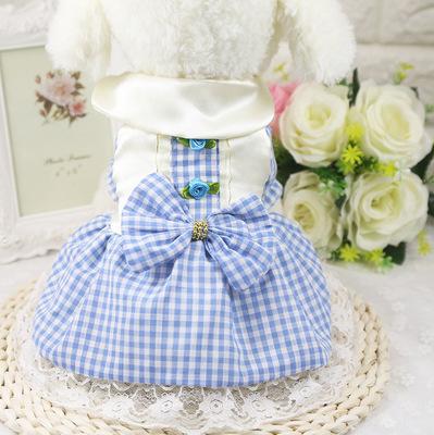 Spring/autumn Dog Pet Cat Clothes Garments Skirts 100% Cotton: Blue / XL