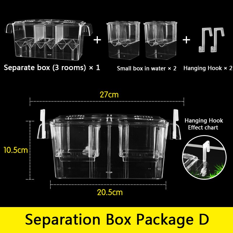 External Breeding Isolation Box Acrylic Aquarium desktop Breeding Box Double Layers Multifunction Removed Mother fish GuppyBetta: Separation box D