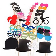44pcs Photography Props studio photo booth prop party wedding decor Mustache hat heart