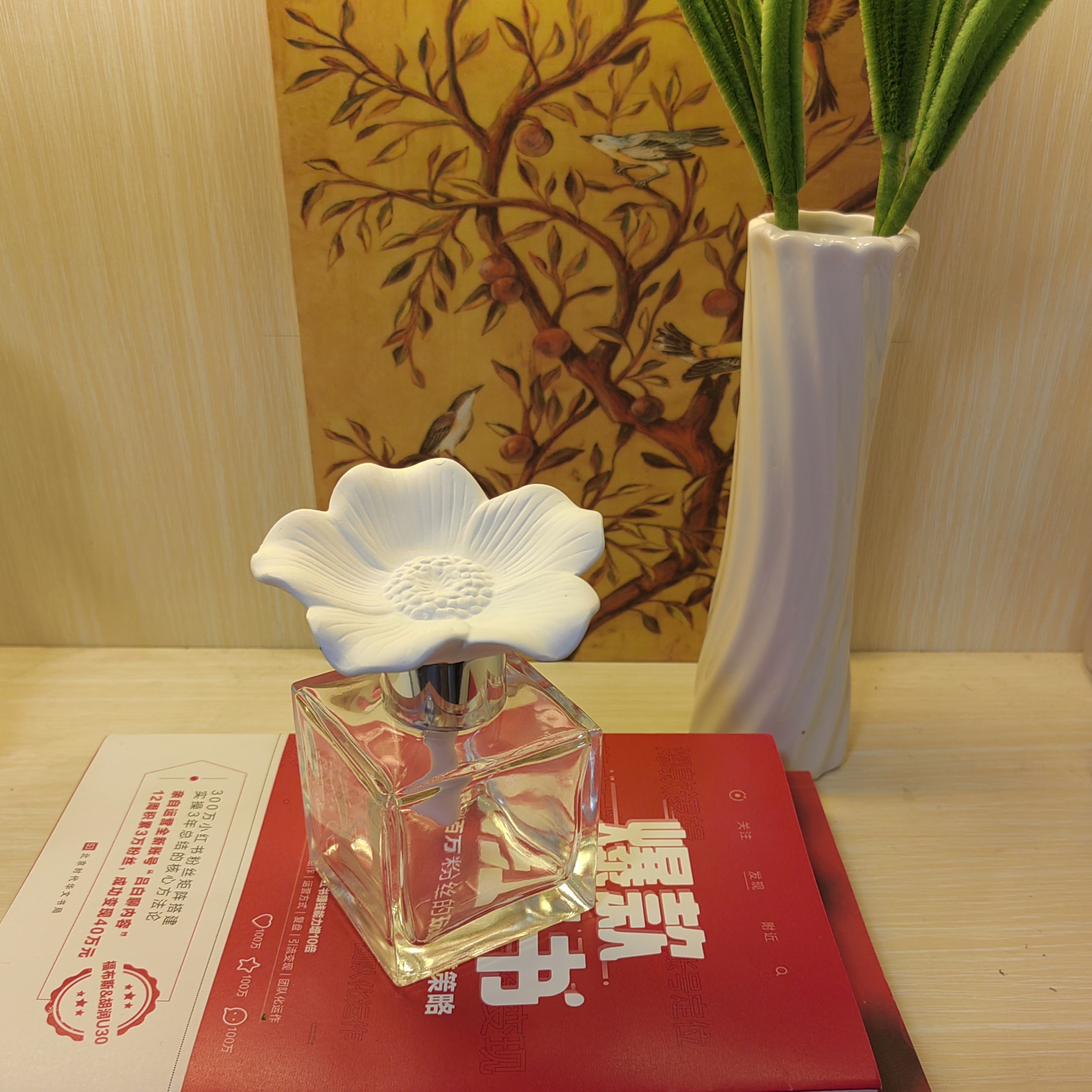 Diffuseur de fleurs en céramique fabriqué à la main, décor de parfum de maison, diffuseur d'aromathérapie pour bureau, chambre à coucher et toilettes