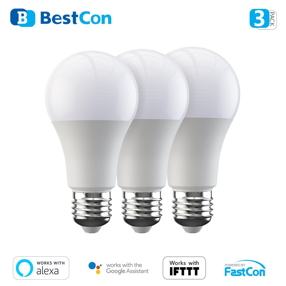 BroadLink Smart Light BestCon LB1 Dimmer LED Bulb Light Voice Control with Google Home & Alexa: 3-Pack