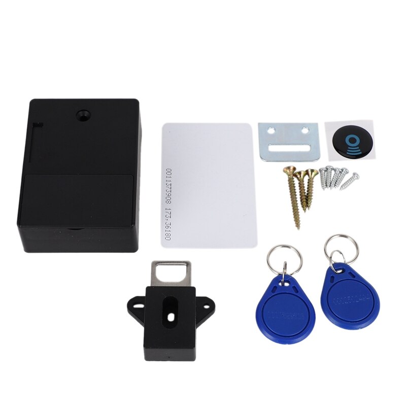 2set RFID Electronic Cabinet Lock DIY for Wooden Drawer Cabinet, Ready for Use & Programmable(Black&White)