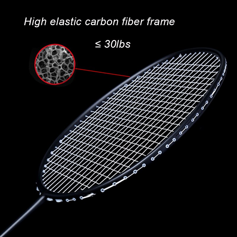 Ultralight 5U 77g Strung Badminton Racket Carbon Badminton Racquet 22-28 LBS free Grips and Wristband