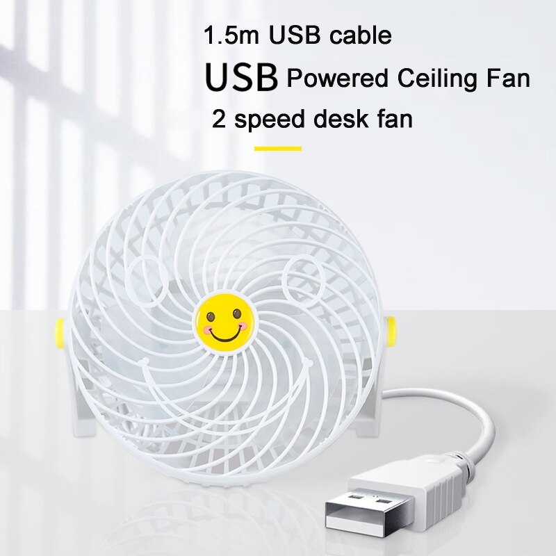 Portable Charging Mini Fan 2 Gears Wind Desktop Cooler USB Ceiling Fan for Home