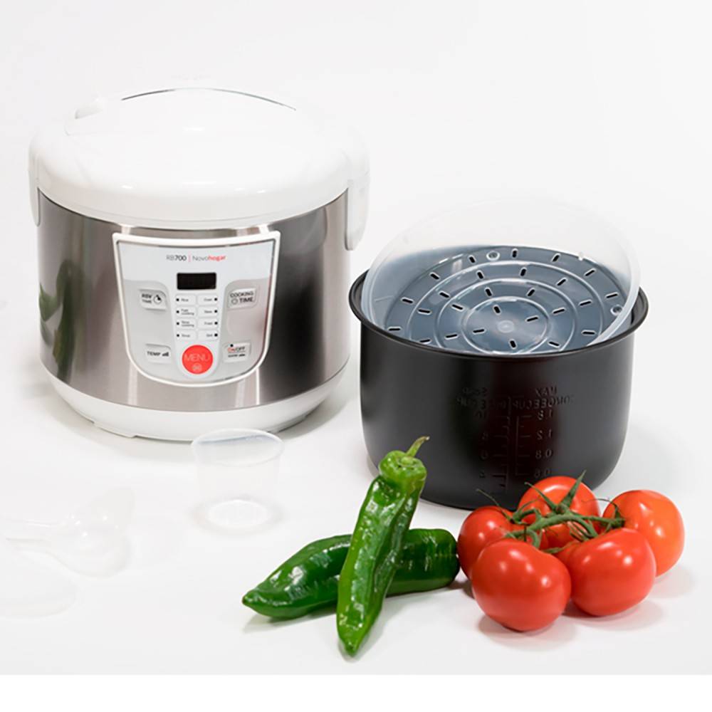 Robot de Cocina Multifunción RB700, Programable 24H. 5 Litros (10 Comensales). 8 Menús 8 Programas. Pantalla y Recetario