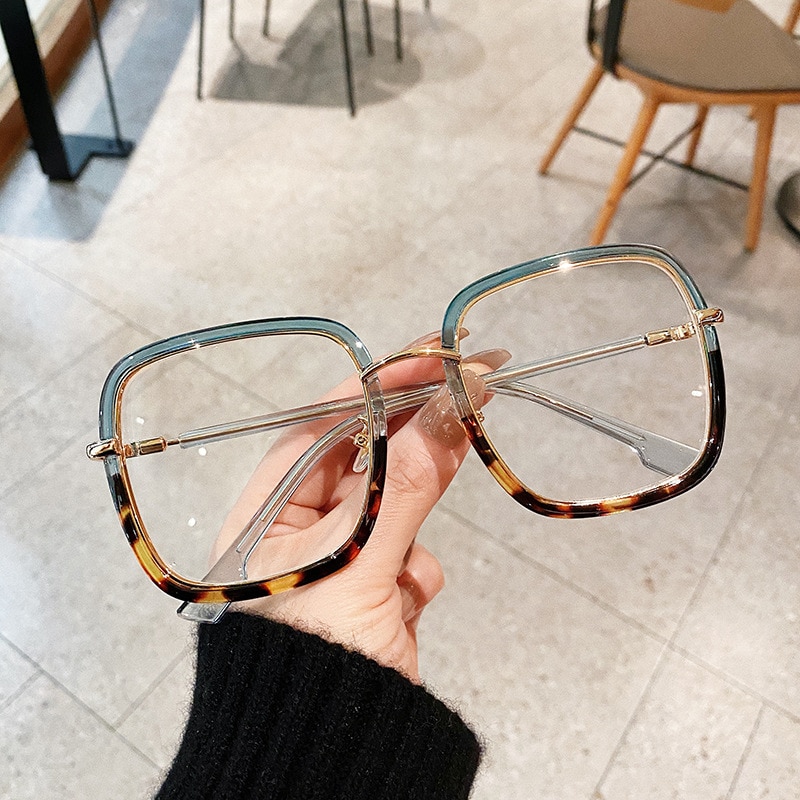 Metal Square Glasses Frame Women Brand Oversized Polygon Eyeglasses Frames For Men Optical Spectacles