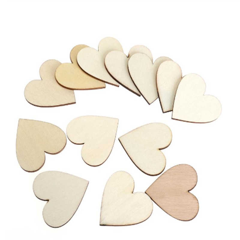 6 tamaños 50 unids/pack álbum de recortes artesanal de amor de madera adornos de dispersión para mesa de boda decoración rústica de madera nupcial ducha decoración de la boda-S