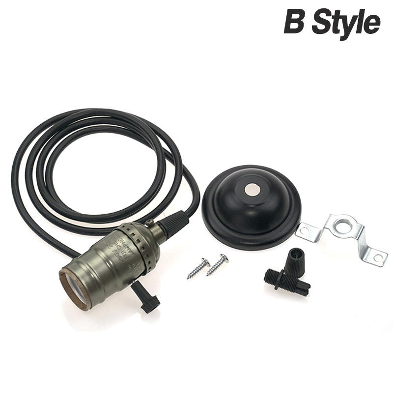 Bombilla de tornillo Retro Edison E27, Base de carcasa de aluminio, casquillo de soporte de bombilla con interruptor/cadena de cobre + hierro con mango de cable de 1,2 M: Azul