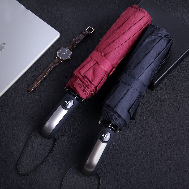 Wind Resistant Folding Automatic Umbrella Rain Women Auto Luxury Big Windproof Umbrellas Rain For Men Black Coating 10K Parasol