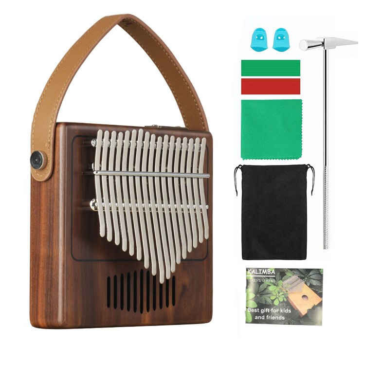 Portátil Piano 17 teclas Piano de pulgar Kalimba de placa única de de madera de caoba cuerpo instrumento Musical: radio-Accessories