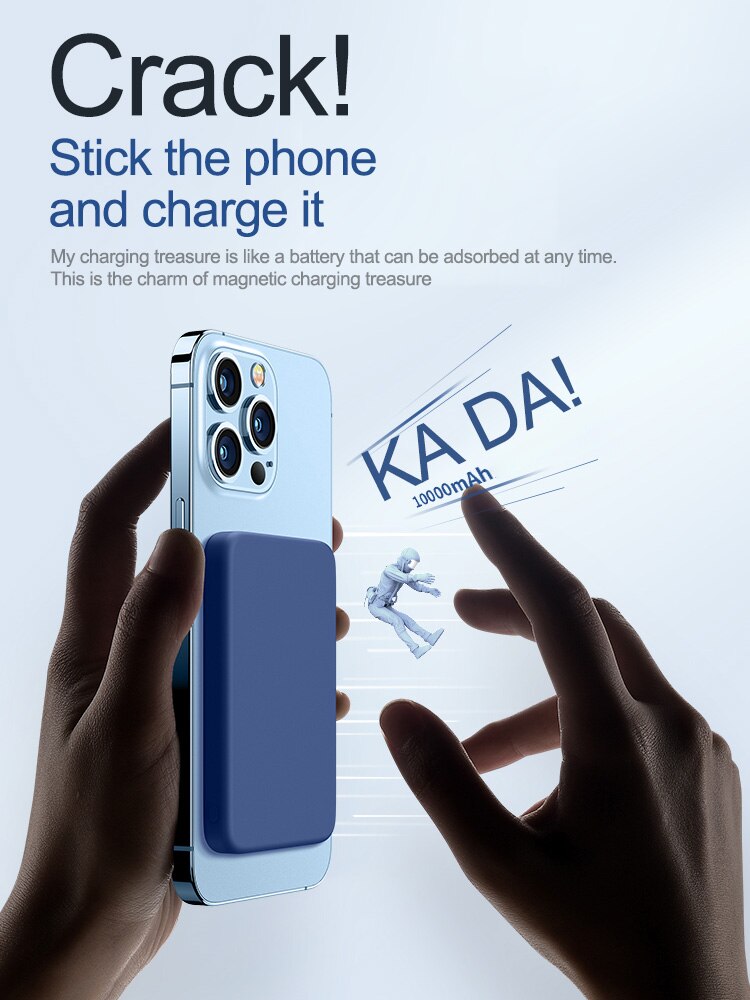 10000mAh Portable Magnetic Wireless Power Bank 15W Fast Charger For iPhone 12 13 Pro Max Mobile Phone External Battery