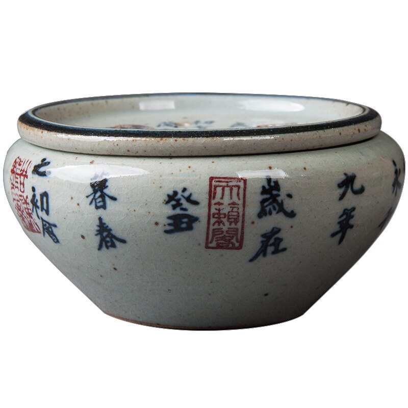 Chinese Kalligrafie Thee Wassen Aardewerk Kom Voor Thee Wastafel Set Keramische Thee Ware Cup Pen Wassen Theeceremonie Gebruiksvoorwerpen Jianshui trays