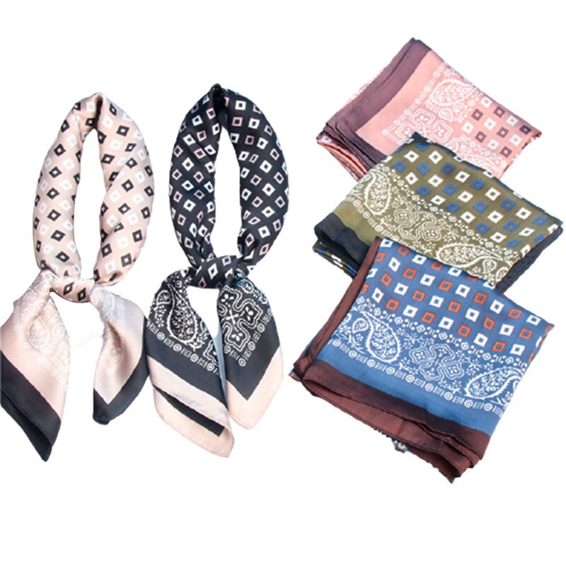 Small Silk Hair Scarf Women Foulard Neck Wrap 70cm Square Kerchief Soft Bandana Leopard Print Lady Head Band Scarve