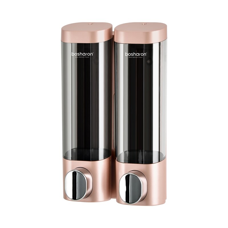 Dispenser til flydende sæbe vægbeslag 300ml badeværelsestilbehør plast vaskemiddel shampoo dispensere dobbelt hånd køkken sæbe flaske: Dobbelt guld