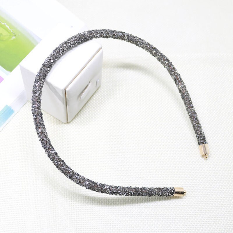 Dunne Kant Haarbanden Met Rhinestone Super Flash Hoofdband Dunne Kant Wilde Temperament Eenvoudige Hoofdband Flash Hoofddeksels Voor Vrouwen: Grijs