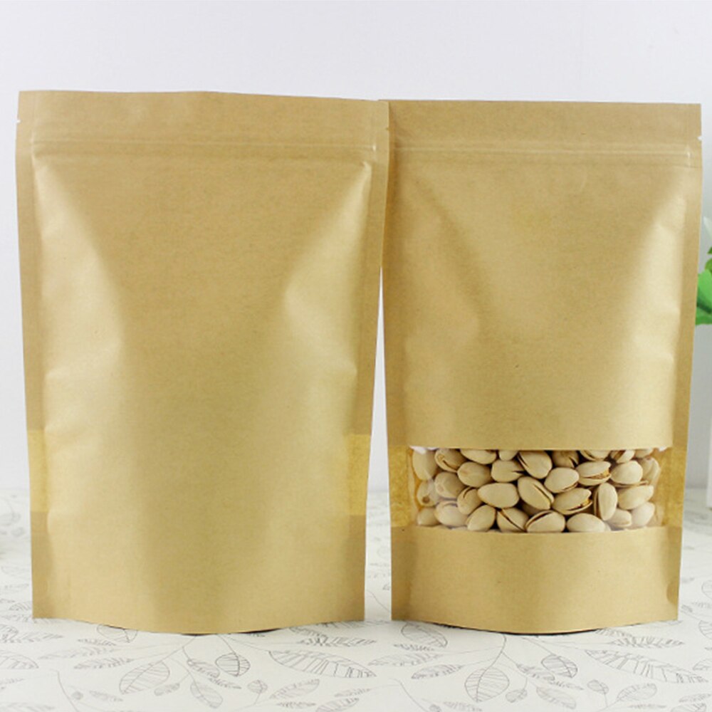 50 stk / masse kraftpapir slikposer bryllupsemballage taske genanvendelig mad brød fest indkøbsposer til boutique lynlås