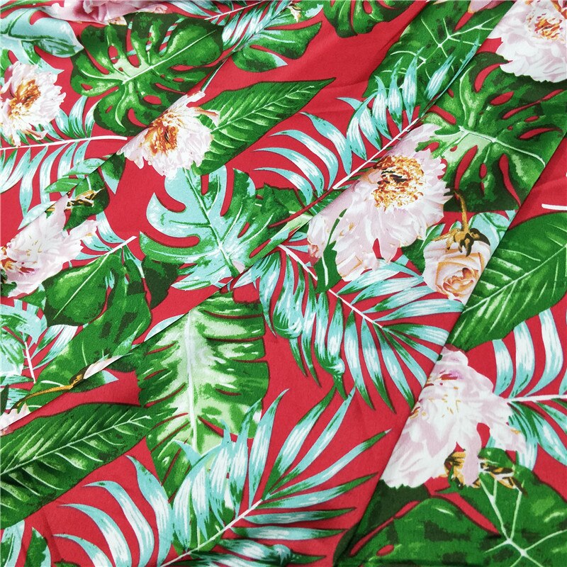 Hawaii stil kjole stof crepe stretchy blank satin stof skjorte tørklæde tekstil polyester: 1