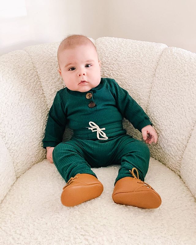 Ensemble 2 pièces pour bébé, barboteuse et pantalon, couleur unie, col rond, manches longues, pour filles et garçons: 3