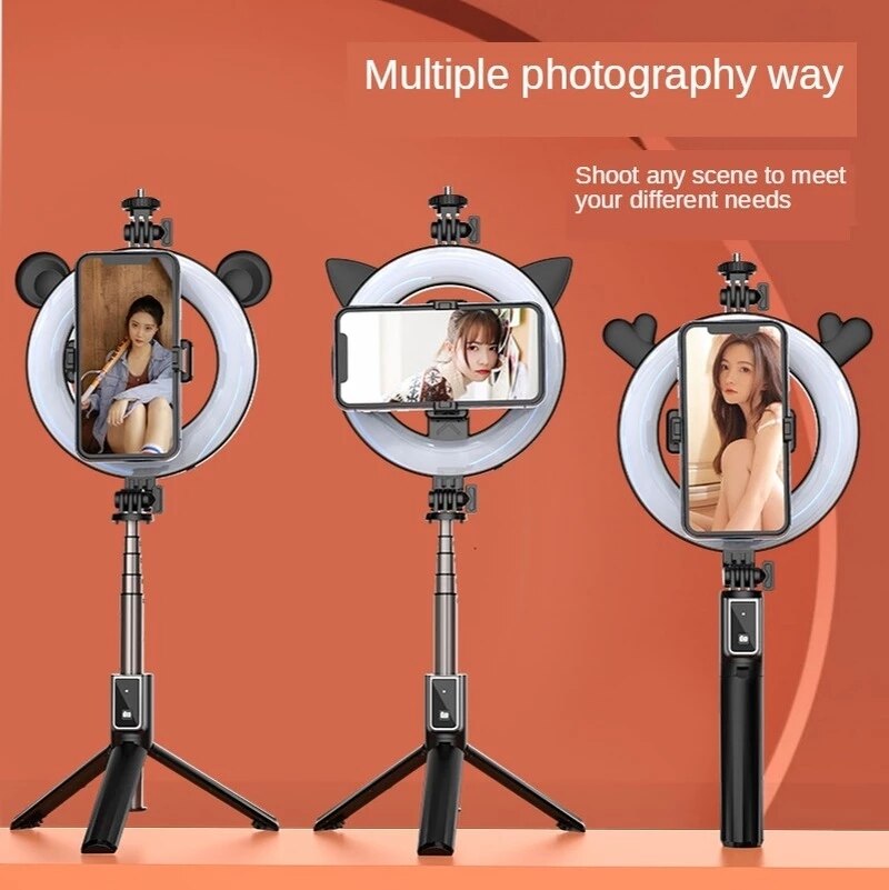 Selfie Stok Statief Met Led Ring Licht Invullen P40D Uitschuifbare Bluetooth Remote Selfie Stok
