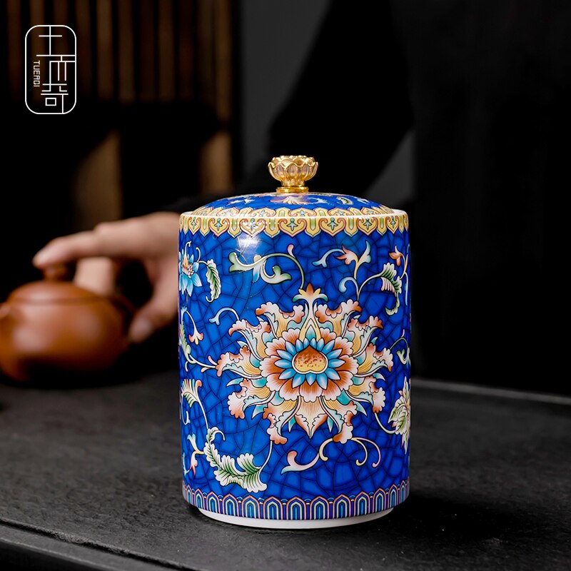 Colorful Ceramic Tea Caddies Large Handmade Porcelain Coffee Sugar Storage Jars Tea Caddies Home Caja De Te Home Garden DG50TC