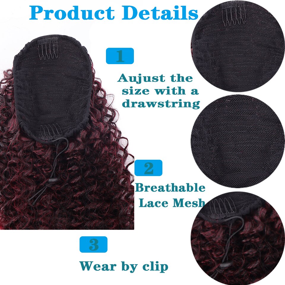 AILIADE 8-14 pouces synthétique plein d'entrain cheveux bouclés queue de cheval avec épingles à cheveux cordon pince en postiches Extensions de cheveux pour les femmes