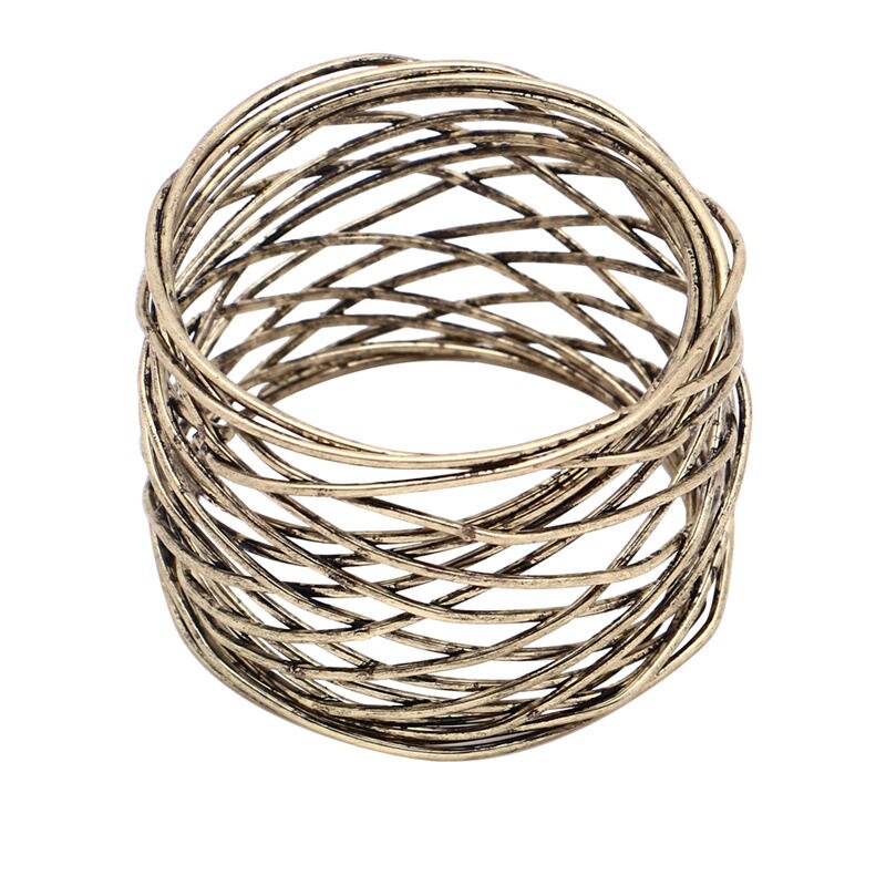 Enkele metalen ronde servetringen voor bruiloften, gouden zilveren servetring, handdoekring, gebruik kruisvormige holle tafeldecoratie: Antiek koper