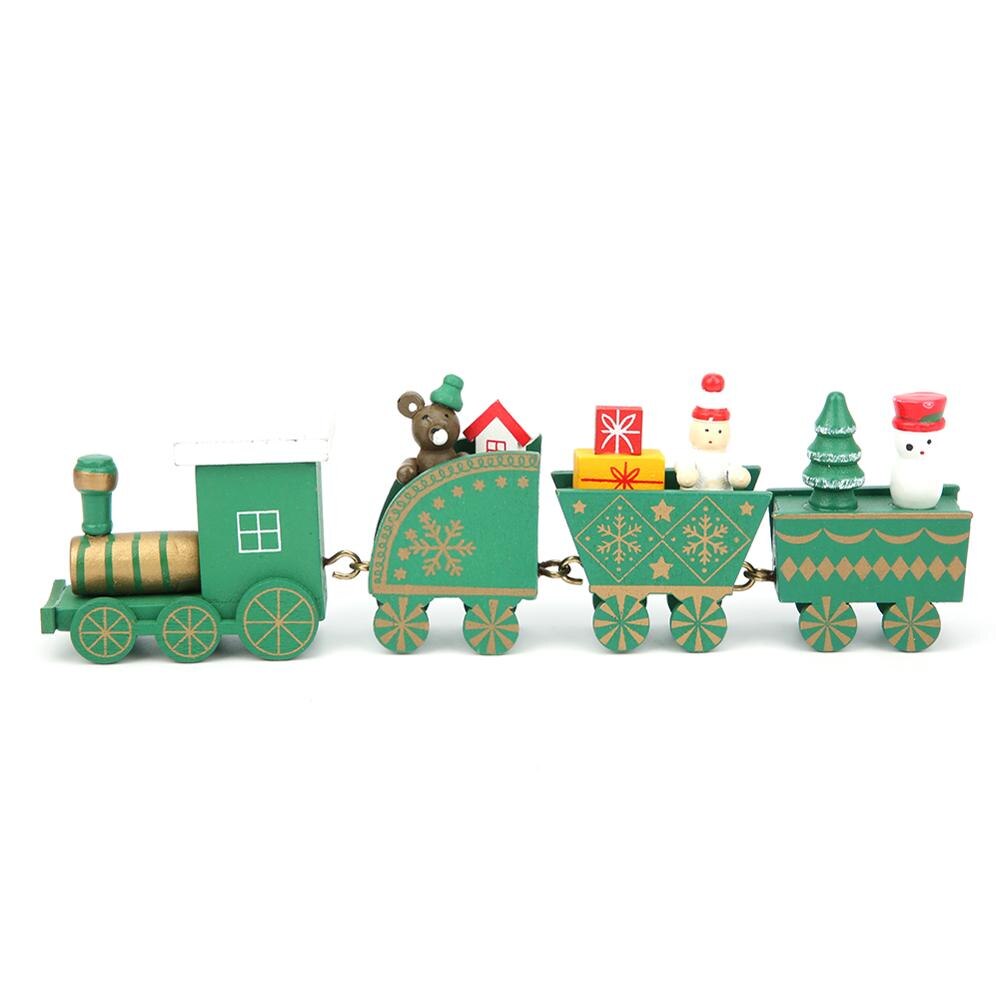 Decorazione Di buon Natale di Legno Santa Treni Giocattolo Dei Bambini Del Fumetto Del Regalo Di Natale In Legno Treno di Natale Vetrina Decorazione: Green 3