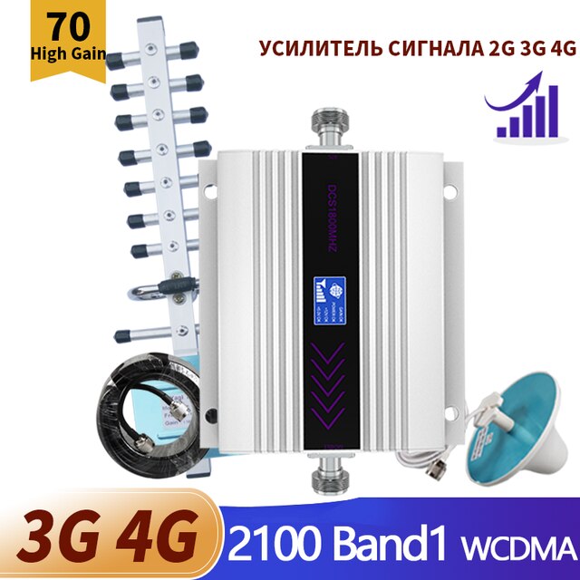 1800 2100 GSM Amplifier 2G 3G 4G Cellular Signal Repeater 1800 MHz 4G DCS Cellular Amplifier GSM Mobile Signal Booster Repeater: 2100 Band1 WCDMA