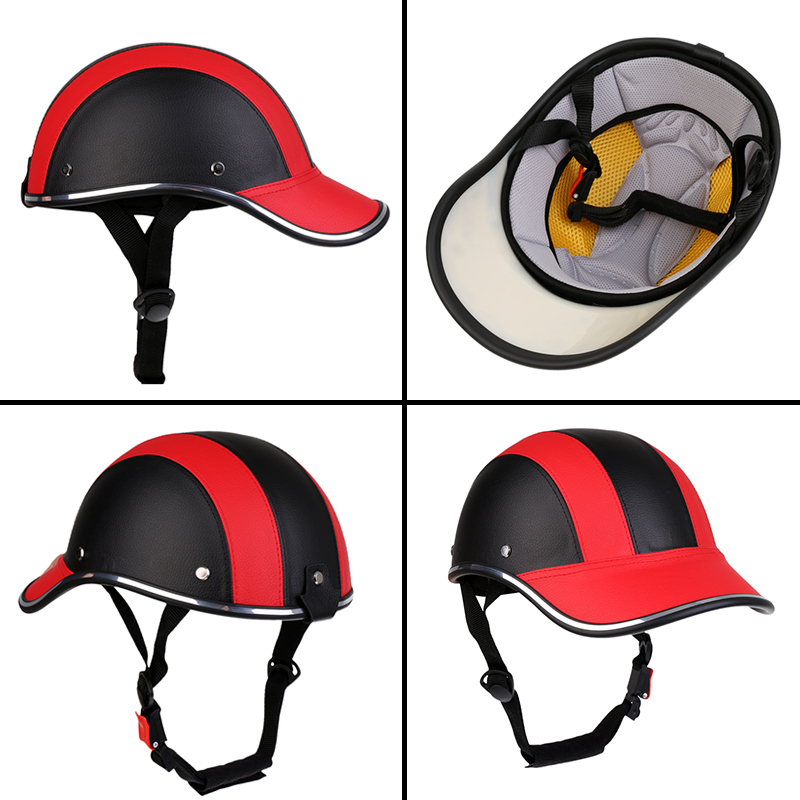 Verstelbare Fiets Fietsen Helm Baseball Cap Lederen Anti Uv Veiligheid Fiets Helm Mannen Vrouwen Racefiets Helm Voor Mtb Schaatsen