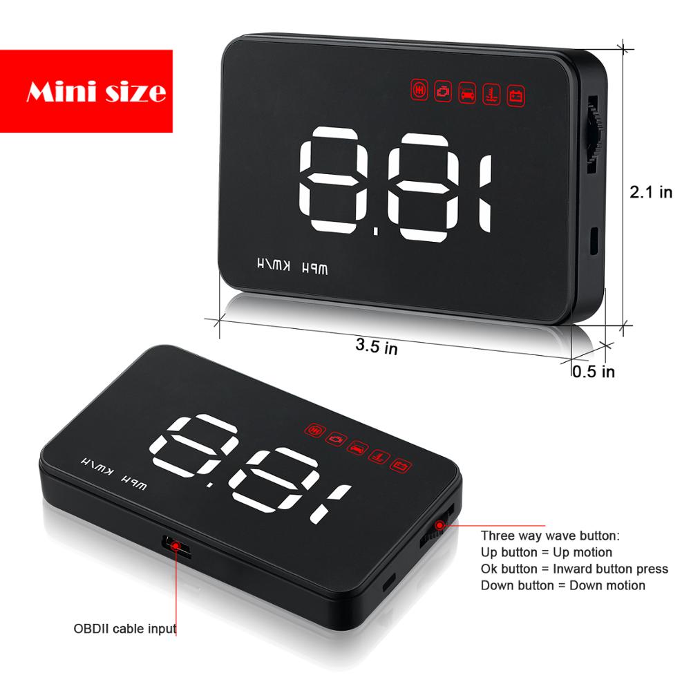 Wiiyii  a1000 hud obd 2 heijastusnäyttö auton ylinopeusvaroitus järjestelmä speedmeter projektori tuulilasi auto sähköiset nopeuden vol