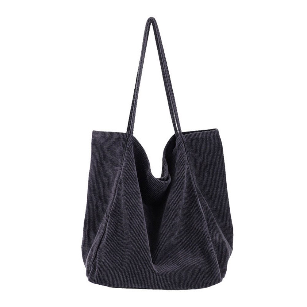 Stor snor eco mulepose corduroy muleposer kvinder skulder håndtasker flere anvendelser stor kapacitet indkøbspose 37*38*20cm-b5