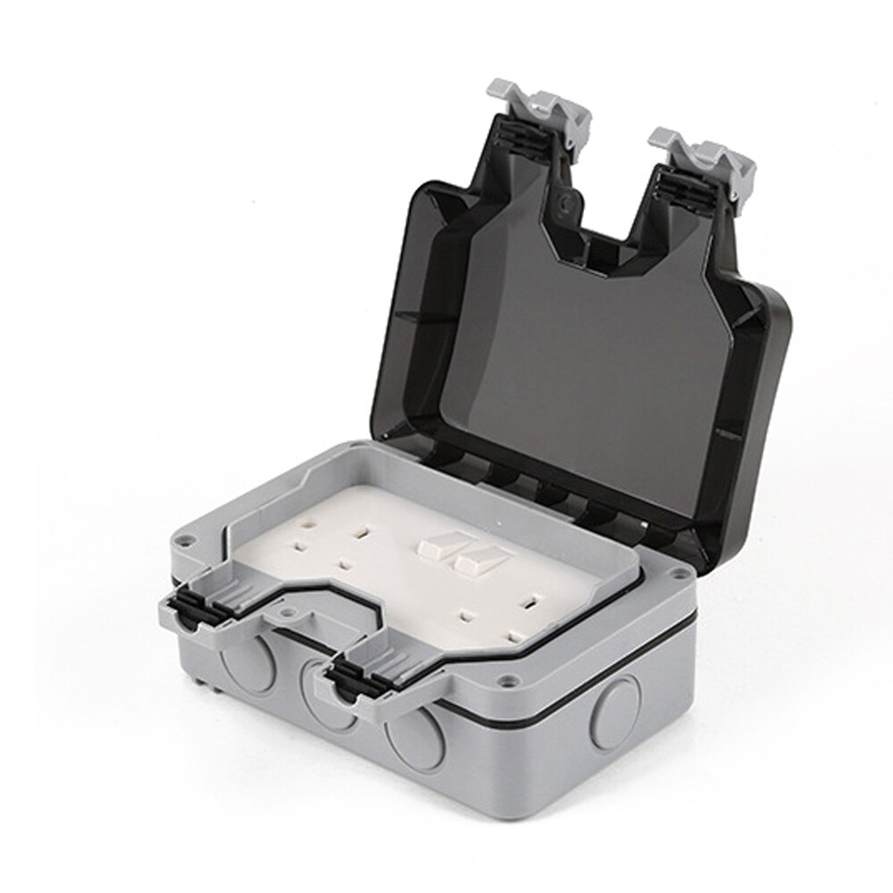 IP66 Weatherproof Waterproof Outdoor Wall Power Socket 16A Double Electrical Sockets Grounded AC 110-220V