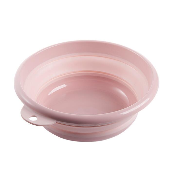 1PC Outdoor Travel Folding Wash Basin Folding Bucket Container Portable Basin Collapsible PP+TPE Washbasin Bathroom Accessori: pink-L