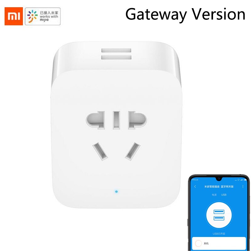 Gateway Edition Xiaomi Mijia Smart Socket hub version Bluetooth Dual USB Smart WIFI Socket Power Adapter Mijia Smart Device