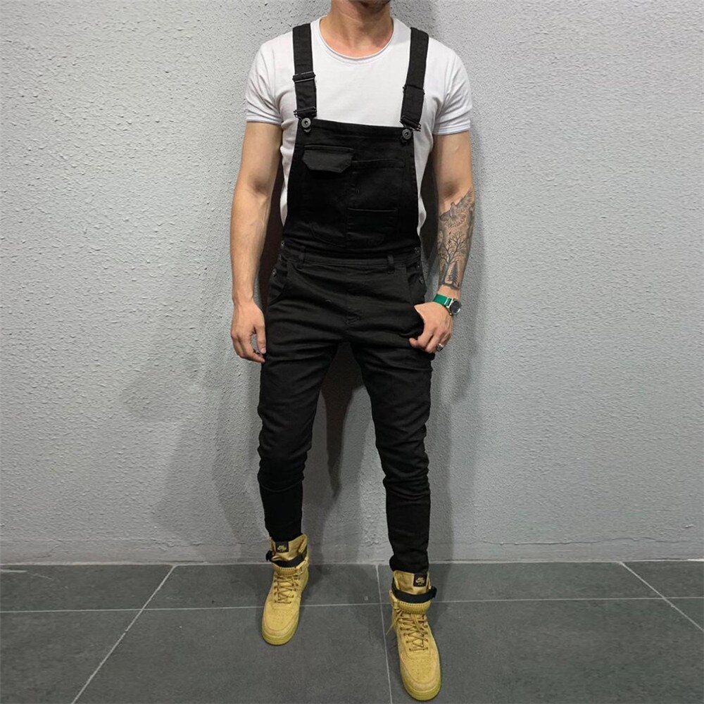 Peto vaquero para hombre, monos, pantalones vaqueros de motorista, de talla grande, informales