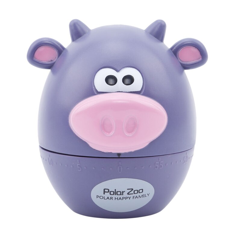 Cute Bear Cow Timer Mechanical Wind Up 60 Minutes Kitchen Gadget Novelty Cooking Timer