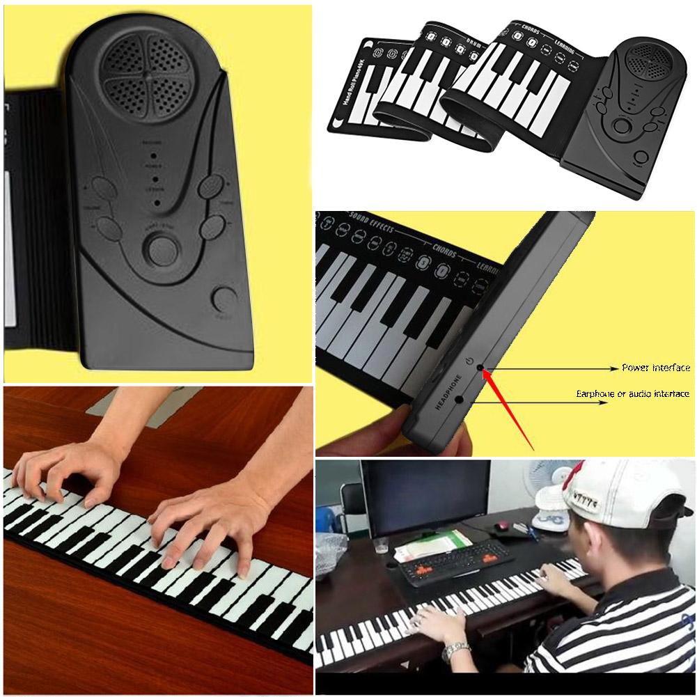 Hand Roll Up Piano Built in Dual Speakers Portable Folding Electronic Organ Keyboard Instruments Portable 49-Key