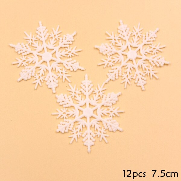 1 Pack Wit Plastic Nep Sneeuwvlok Voor Home Christmas Party Diy Scene Nieuwjaar Xmas Tree Hangers Ornamenten Raamdecoratie: F