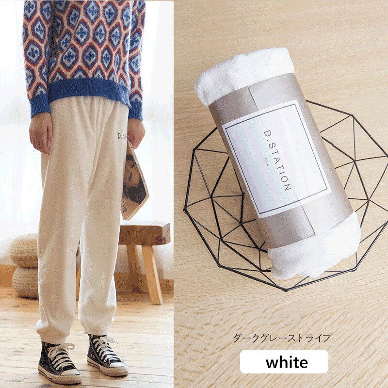 Korallen Samt schlaf hosen frauen Winter Schlafanzug Schlauch lässig weiche warme homewear hosen verlieren schlaf boden: Weiß / XL