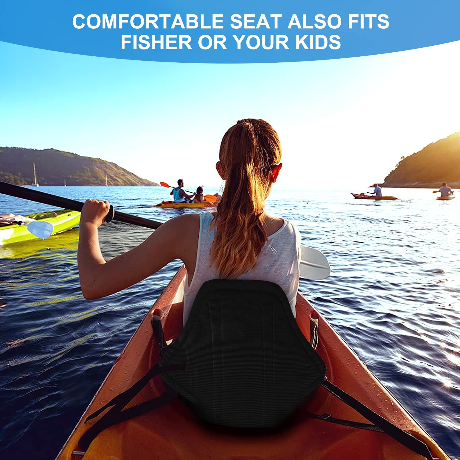 Kayak Seat Universal Sit On Top Foam Padded High Back Backrest Paddle Board Seat Detachable Breathable Thickened Non-slip