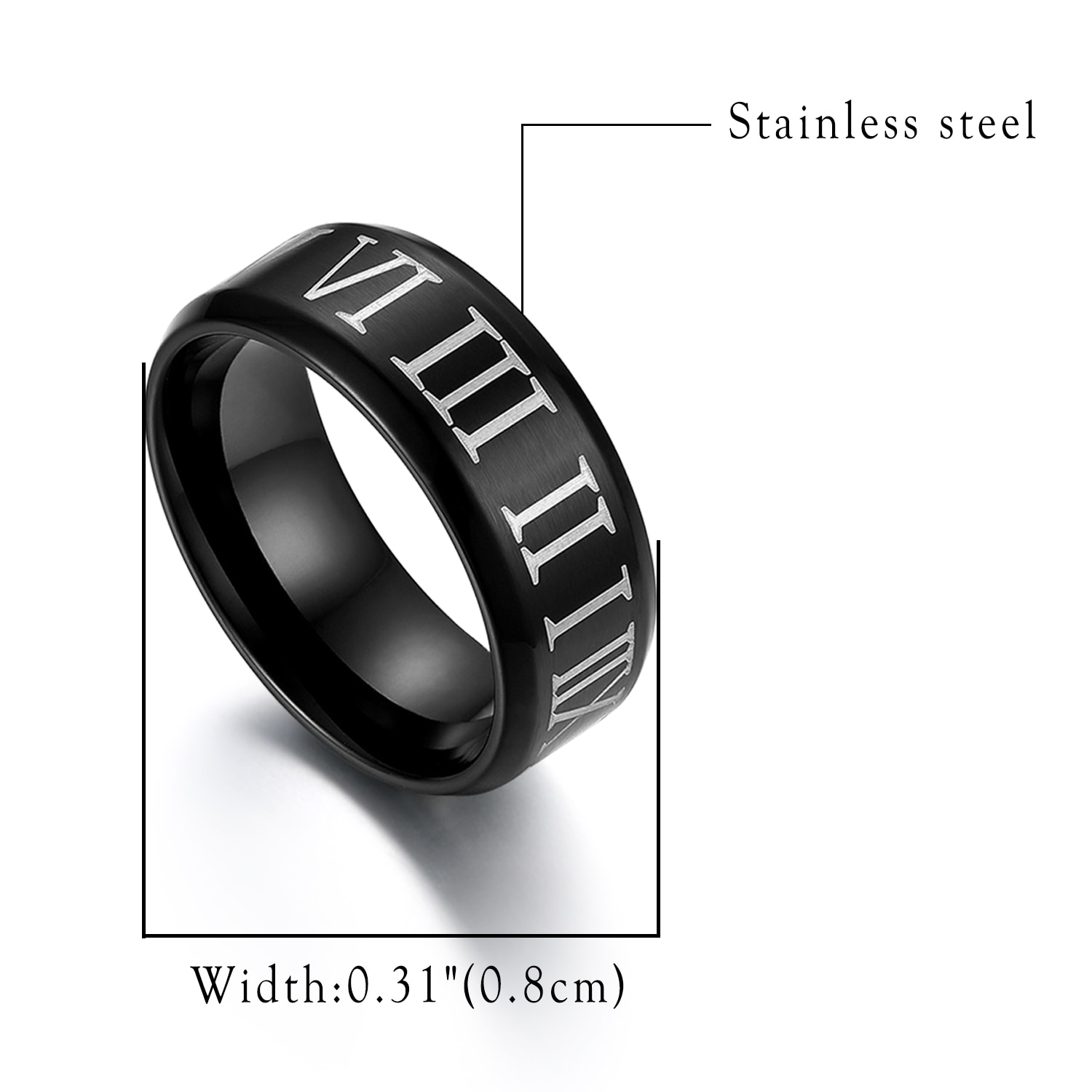 BONISKISS Men's Roman Numberals Ring Black Stainle... – Grandado