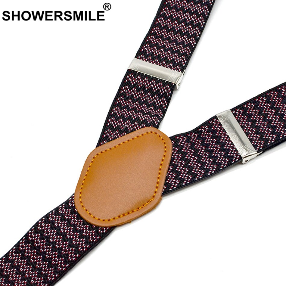 Mens Suspenders Braces Elastic Mens Trouser Belt 3.5cm*120cm Braces Straps Houndstooth Y Back Male Suspender Clips 3 120cm*3.5cm