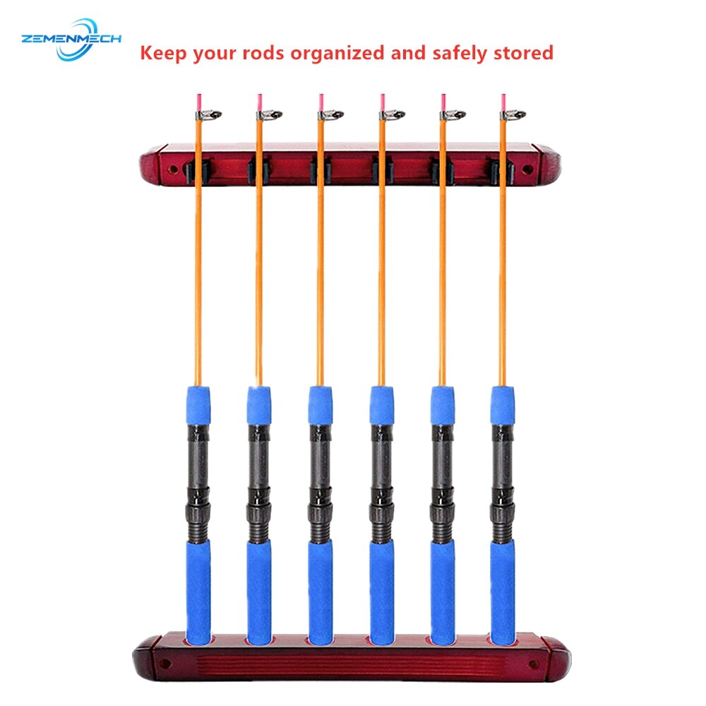 Wooden Vertical 6 Rods Rack Fishing Pole Holder Di... – Grandado