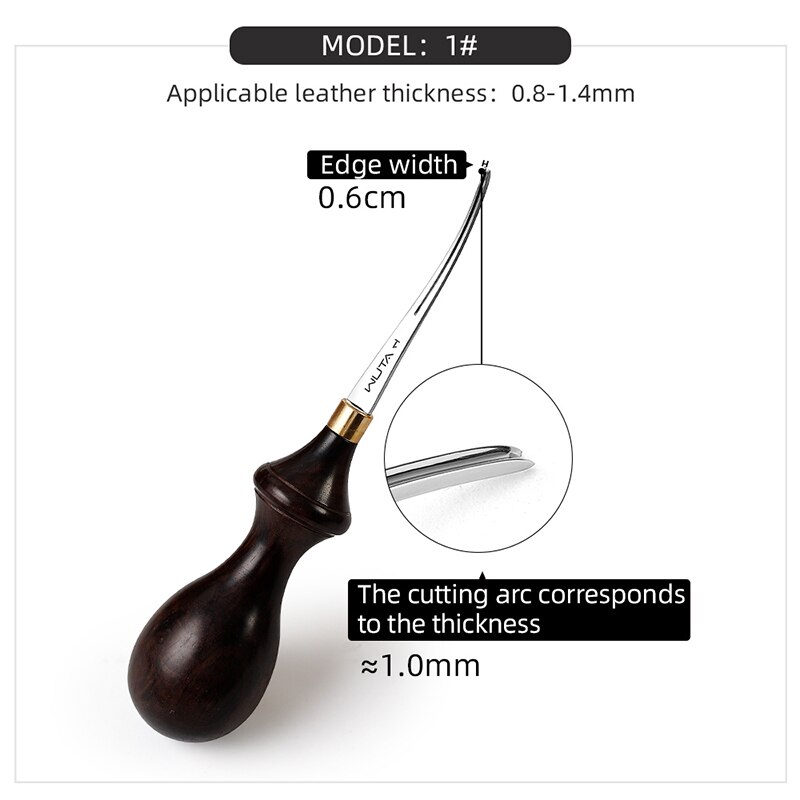 WUTA-biselador de bordes de cuero , herramientas para cuero, herramientas de trabajo de artesanía, cortador de mango de ébano de acero con troquel DC53, cortador de bordes, Creaser, en 6 tamaños: Verde claro