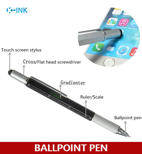 30 stks/partij Multifunctionele balpen, stylus/heerser/gradienter/schroevendraaier pen, nuttig tool pen